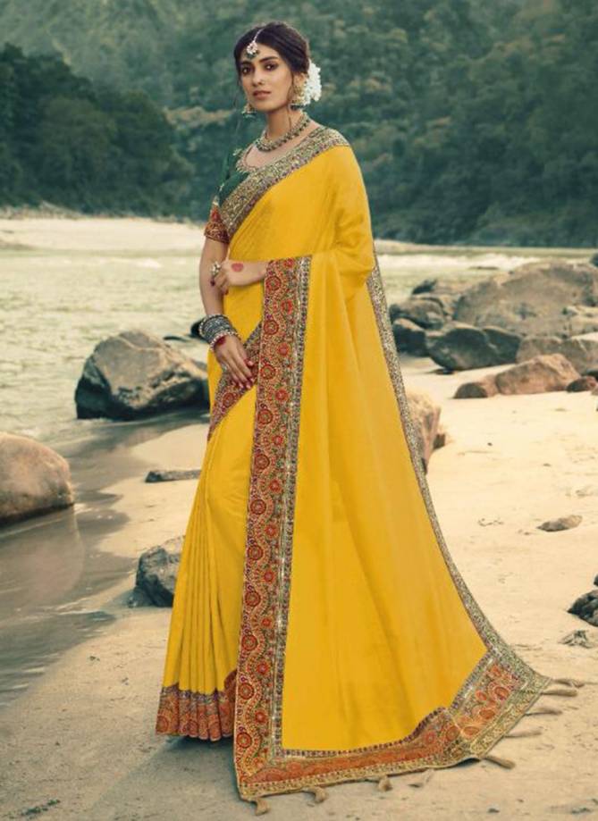 Kavira Priytama Designer Heavy Stylish Wedding Wear Embroidery Work Border Fancy Saree Collection